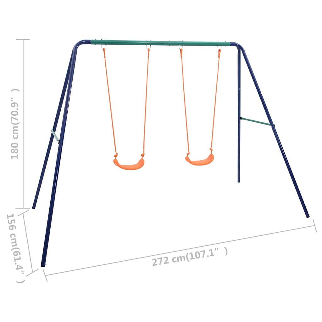 92318 vidaXL Swing Set with 2 Seats Steel