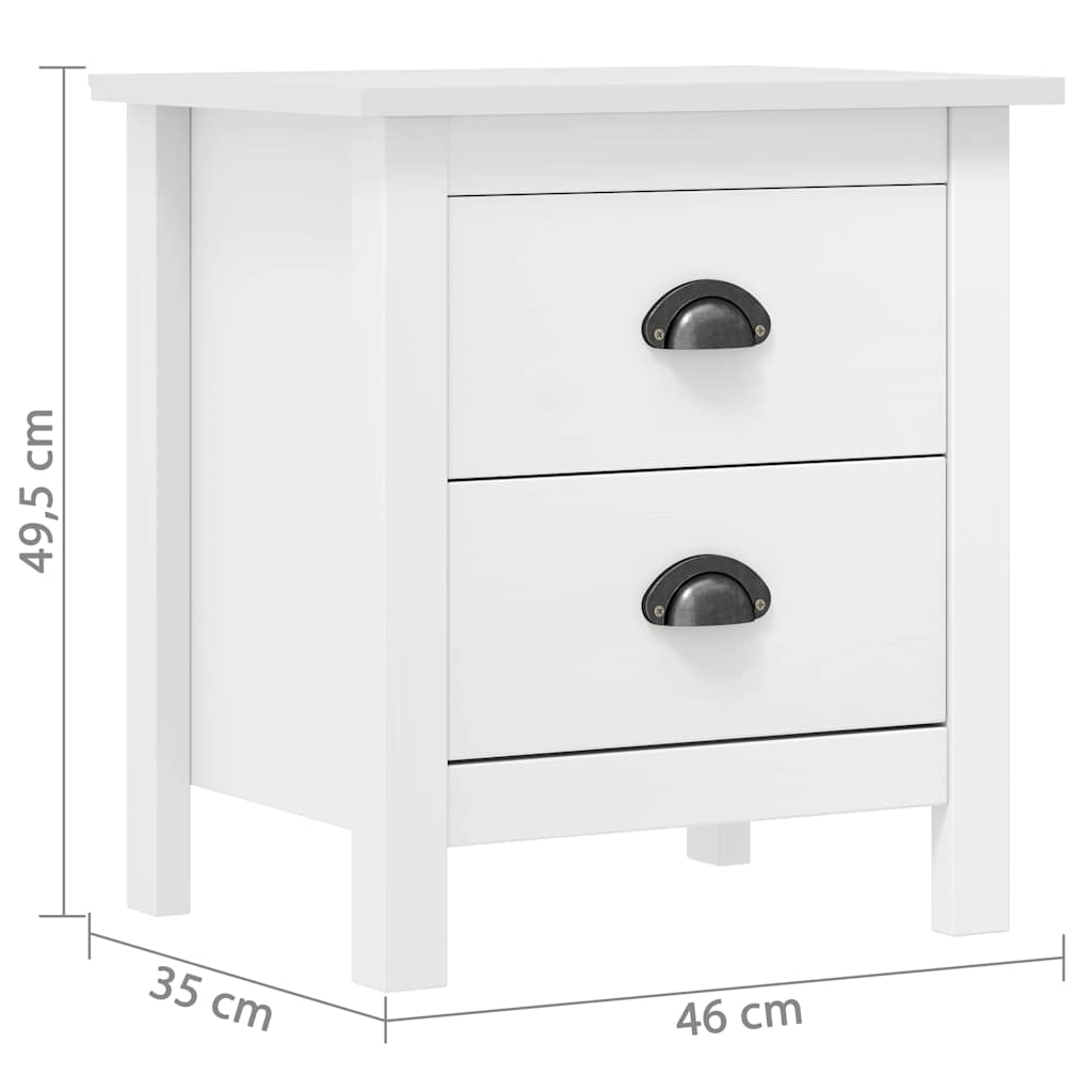 288904 vidaXL Bedside Cabinet "Hill" White 46x35x49,5 cm Solid Pine Wood