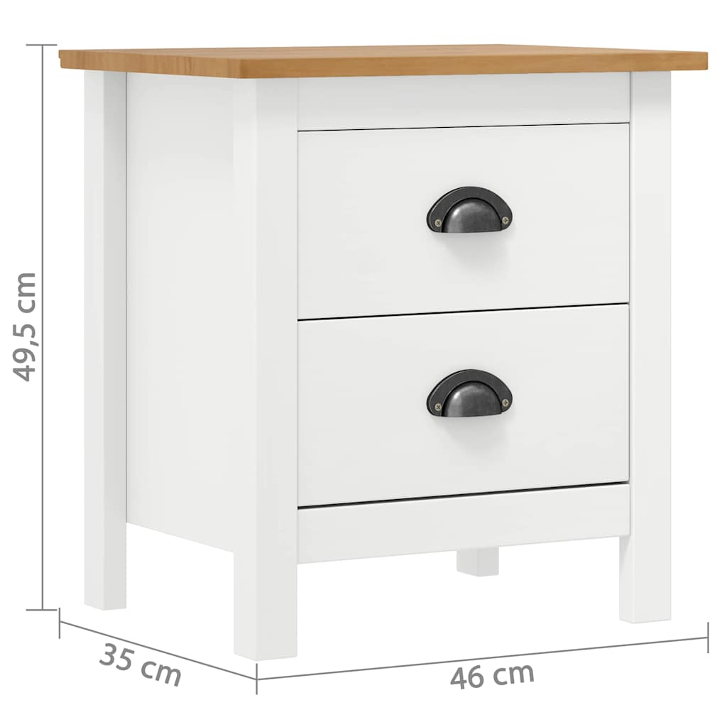 288906 vidaXL Bedside Cabinet "Hill" White 46x35x49,5 cm Solid Pine Wood