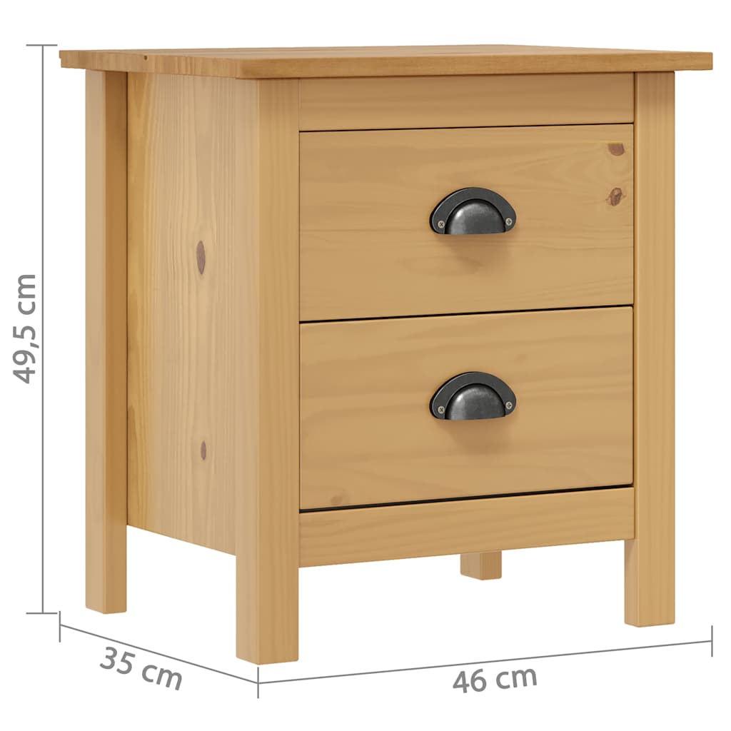 288907 vidaXL Bedside Cabinets "Hill" 2pcs 46x35x49,5cm Solid Pine Wood