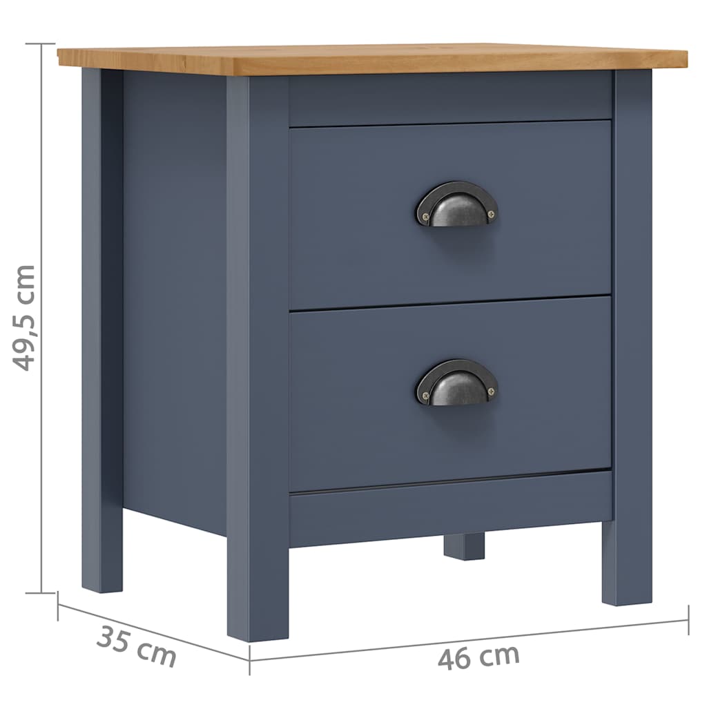 288909 vidaXL Bedside Cabinets "Hill" 2pcs Grey 46x35x49,5 cm Pine Wood