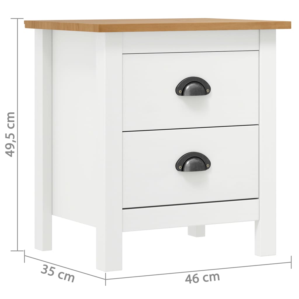 288910 vidaXL Bedside Cabinet "Hill" 2 pcs White 46x35x49,5 cm Solid Pine Wood