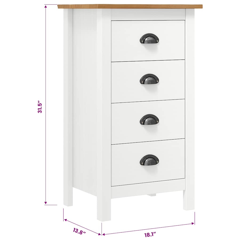 288914 vidaXL Sideboard "Hill" White 46x35x80 cm Solid Pine Wood