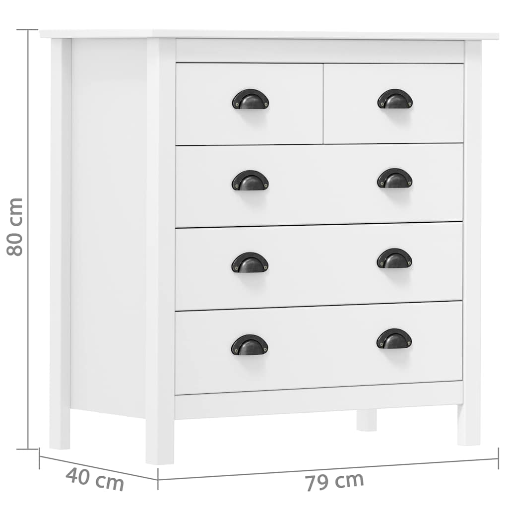 288916 vidaXL Sideboard "Hill" White 79x40x80 cm Solid Pine Wood