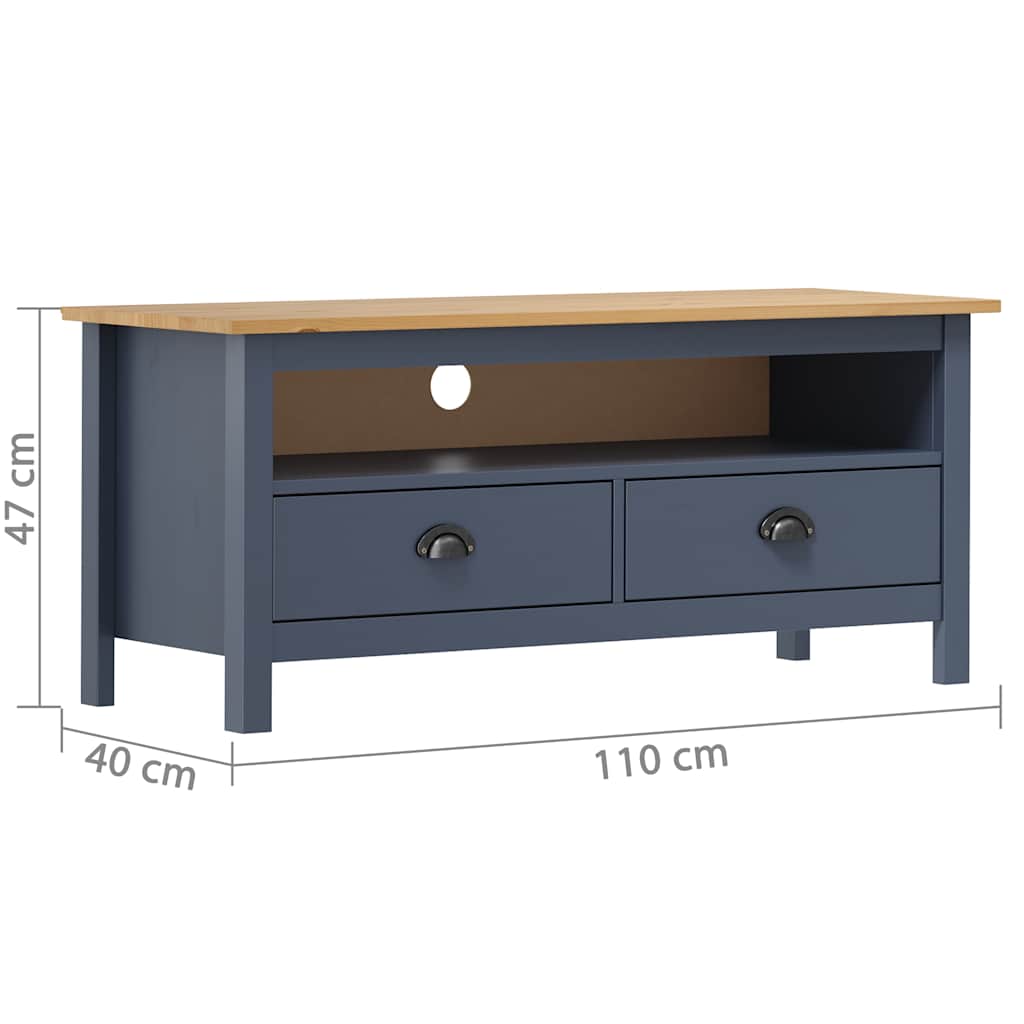 288925 vidaXL TV Cabinet "Hill" Grey 110x40x47 cm Solid Pine Wood