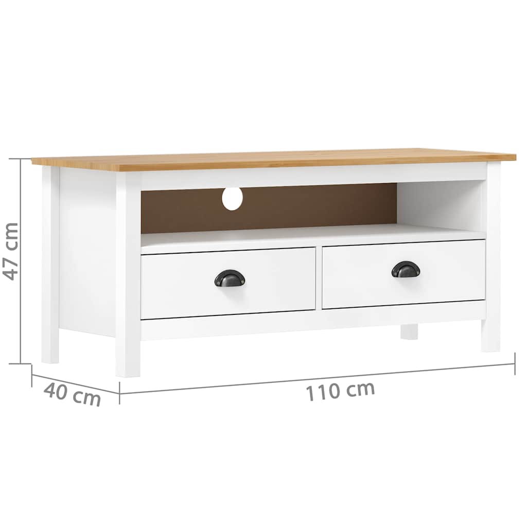 288926 vidaXL TV Cabinet "Hill" White 110x40x47 cm Solid Pine Wood