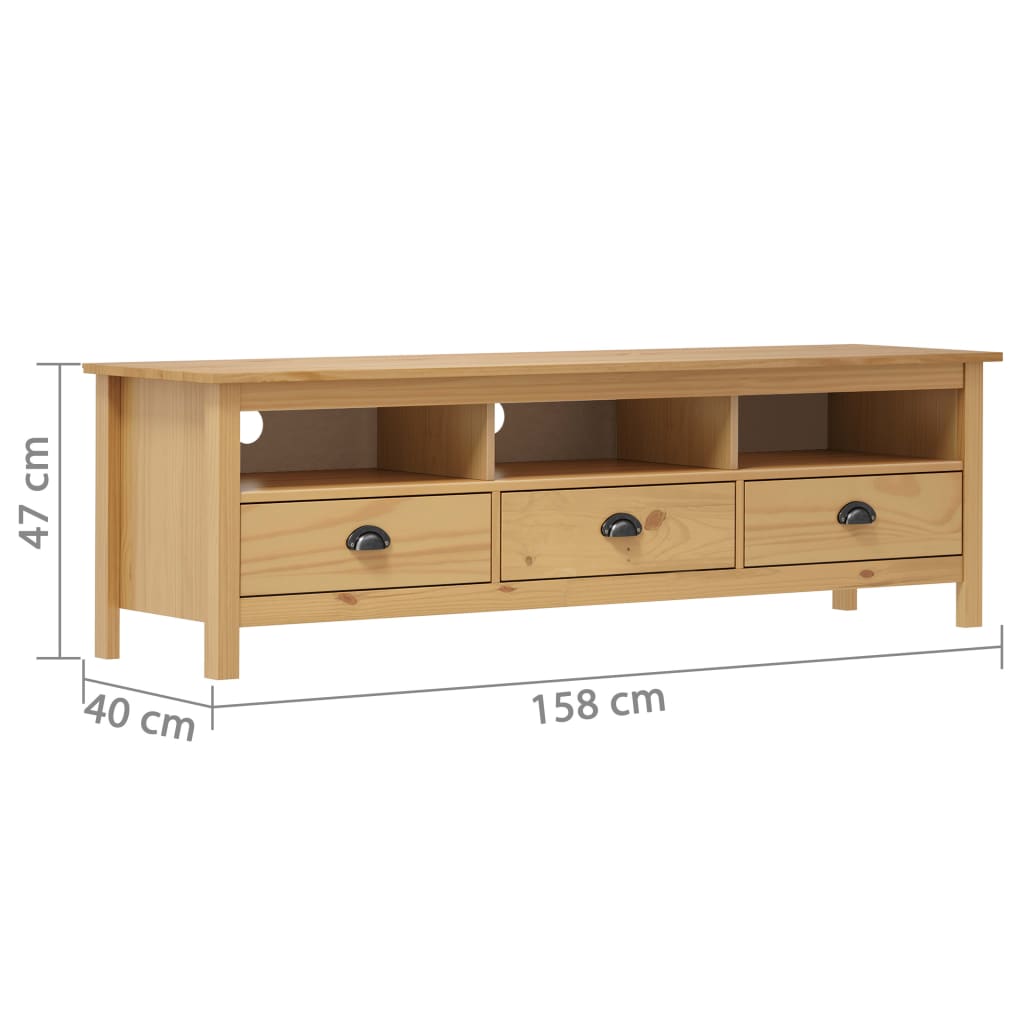 288927 vidaXL TV Cabinet "Hill" Honey Brown 158x40x47 cm Solid Pine Wood