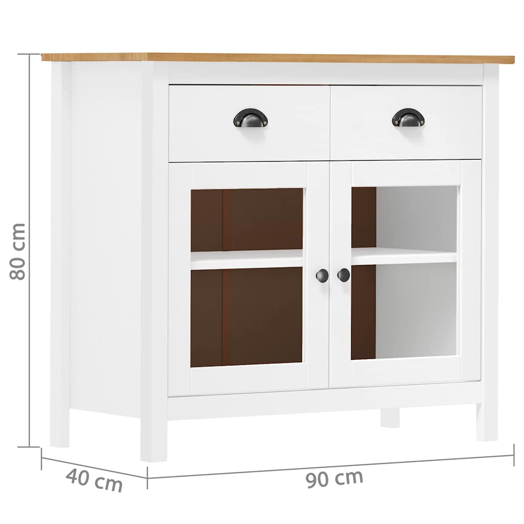 288942 vidaXL Sideboard "Hill" White 90x40x80 cm Solid Pine Wood