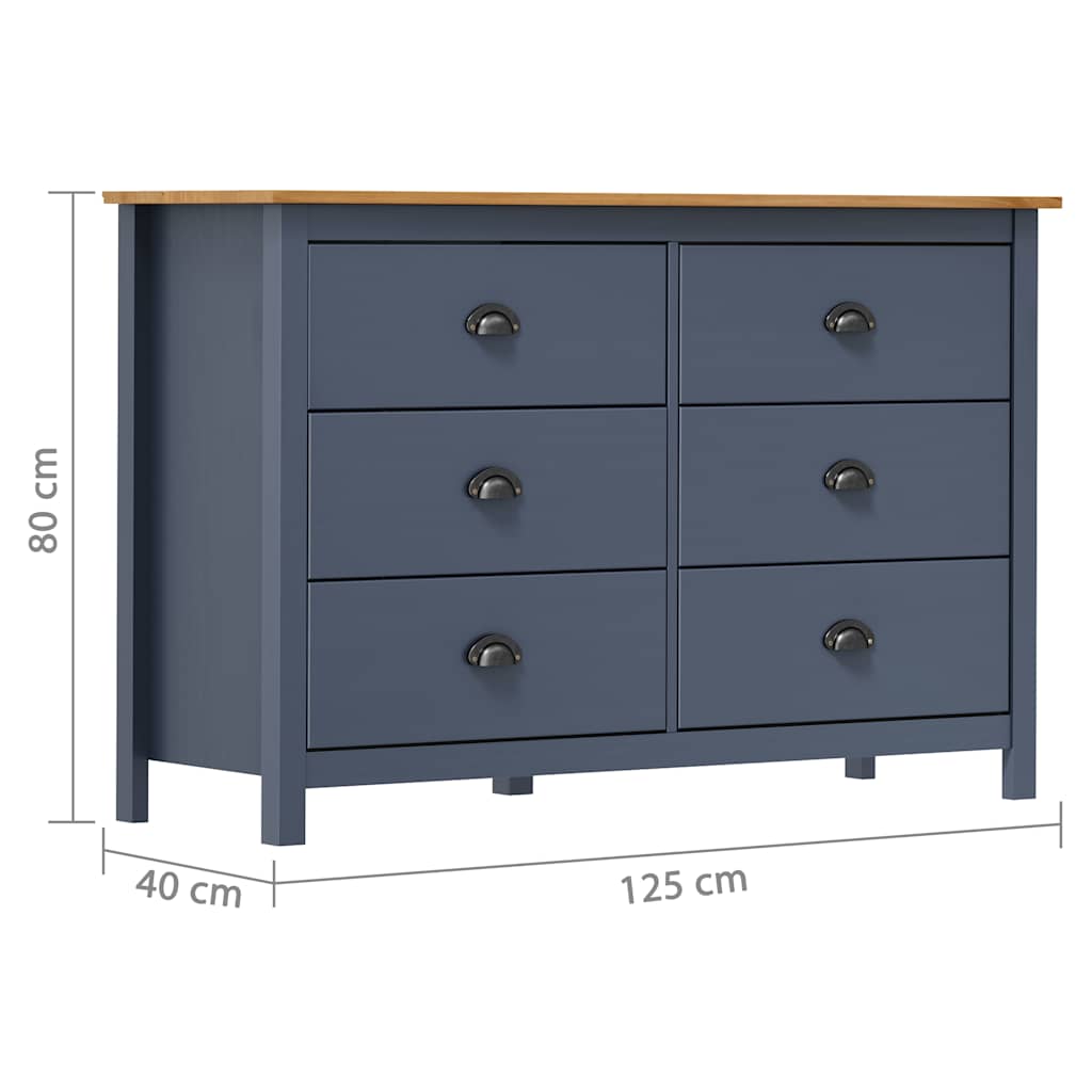 288985 vidaXL Sideboard "Hill" Grey 125x40x80 cm Solid Pine Wood