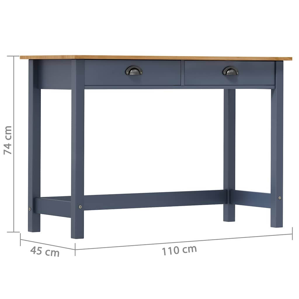 288993 vidaXL Console Table "Hill" with 2 Drawers Grey 110x45x74 cm Solid Pine Wood