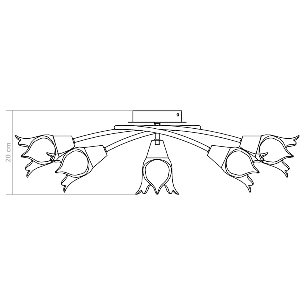289236 vidaXL Ceiling Lamp with Transparent Glass Shades for 5 E14 Bulbs Tulip