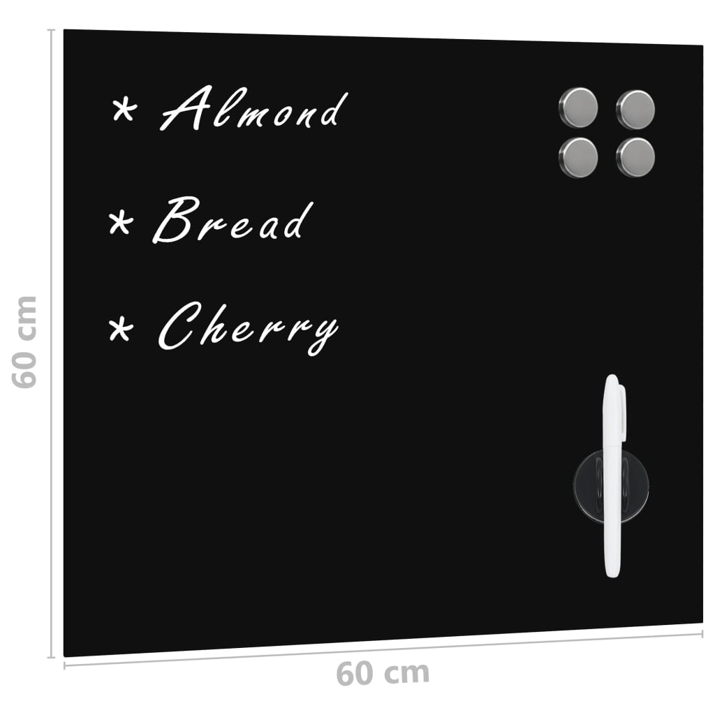 285370 vidaXL Wall Mounted Magnetic Board Glass 60x60 cm