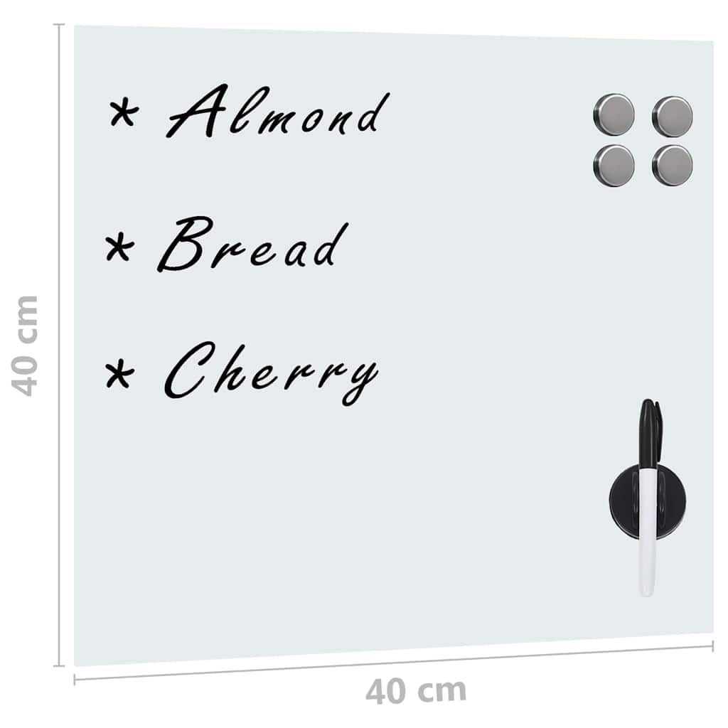 285372 vidaXL Wall Mounted Magnetic Board Glass 40x40 cm