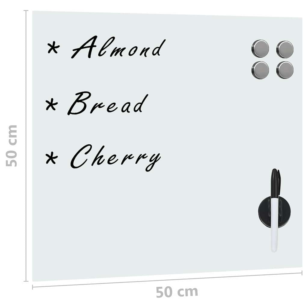 285374 vidaXL Wall Mounted Magnetic Board Glass 50x50 cm