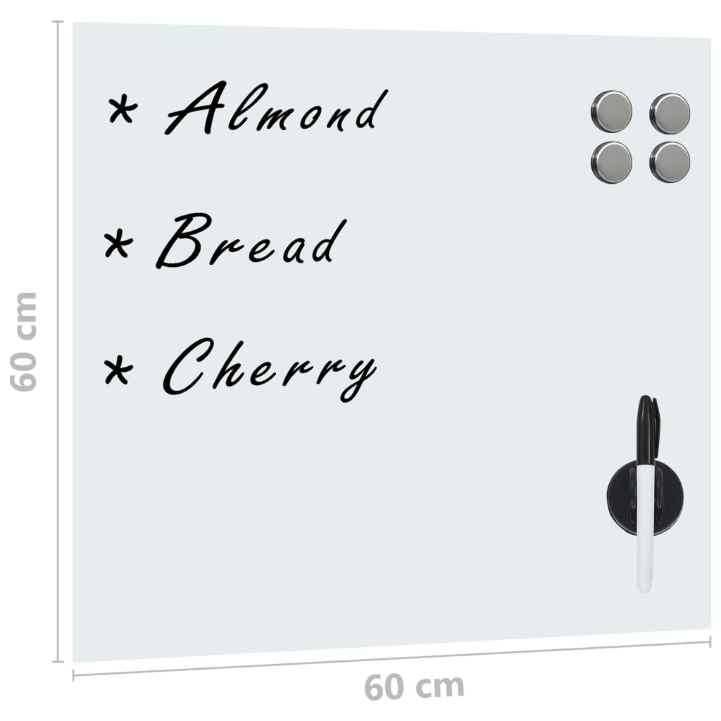 285375 vidaXL Wall Mounted Magnetic Board Glass 60x60 cm