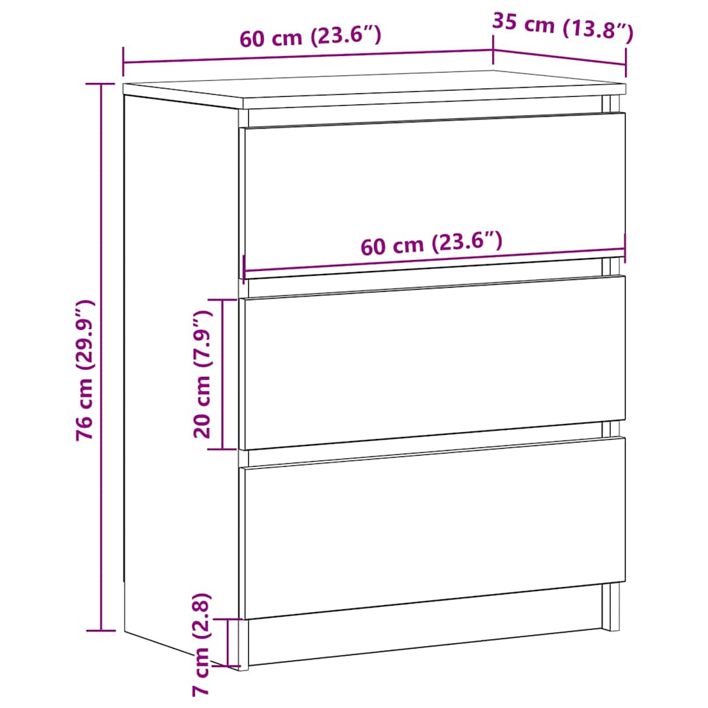 801383 vidaXL Sideboard Black 60x35x76 cm Engineered Wood