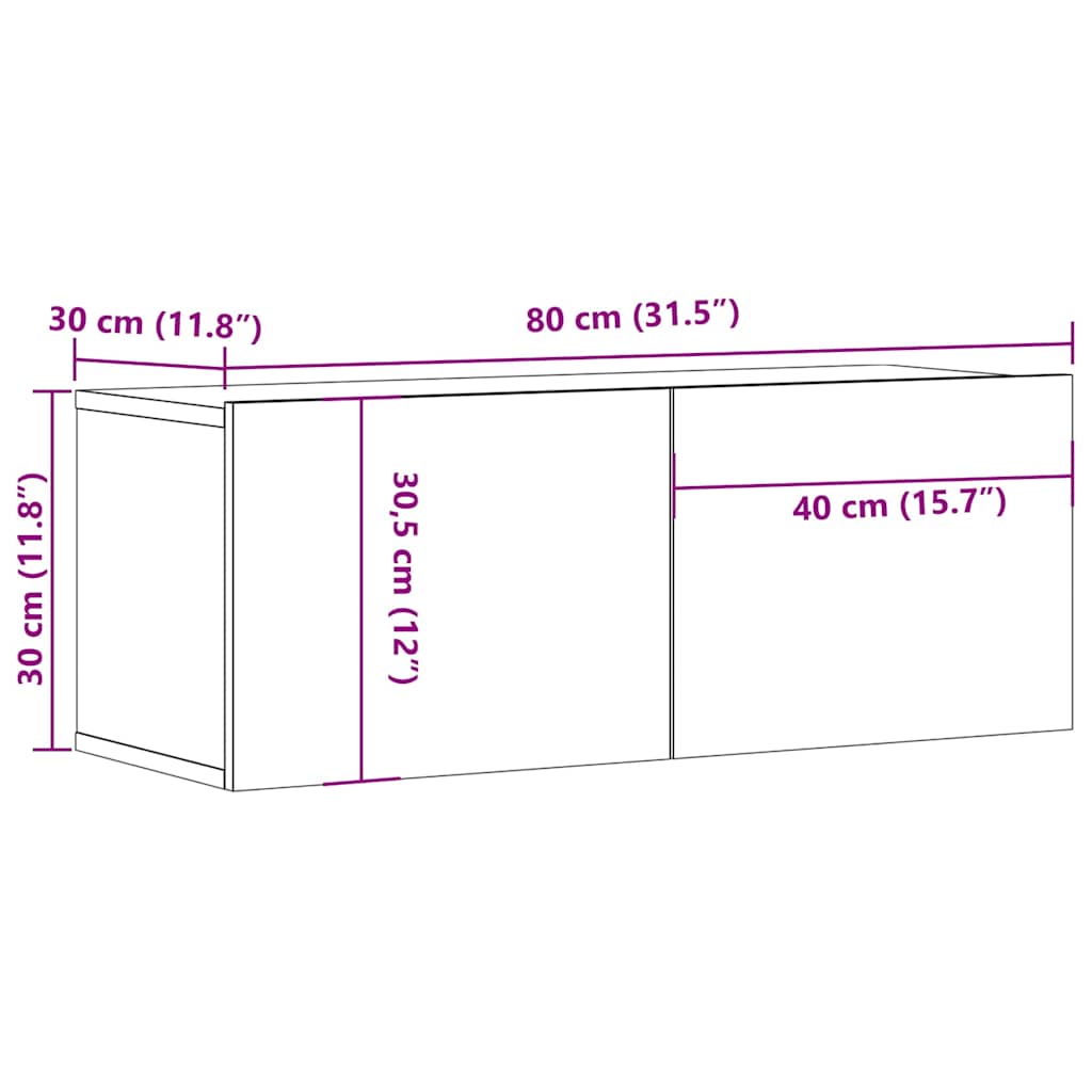 801476 vidaXL TV Cabinet Concrete Grey 80x30x30 cm Engineered Wood
