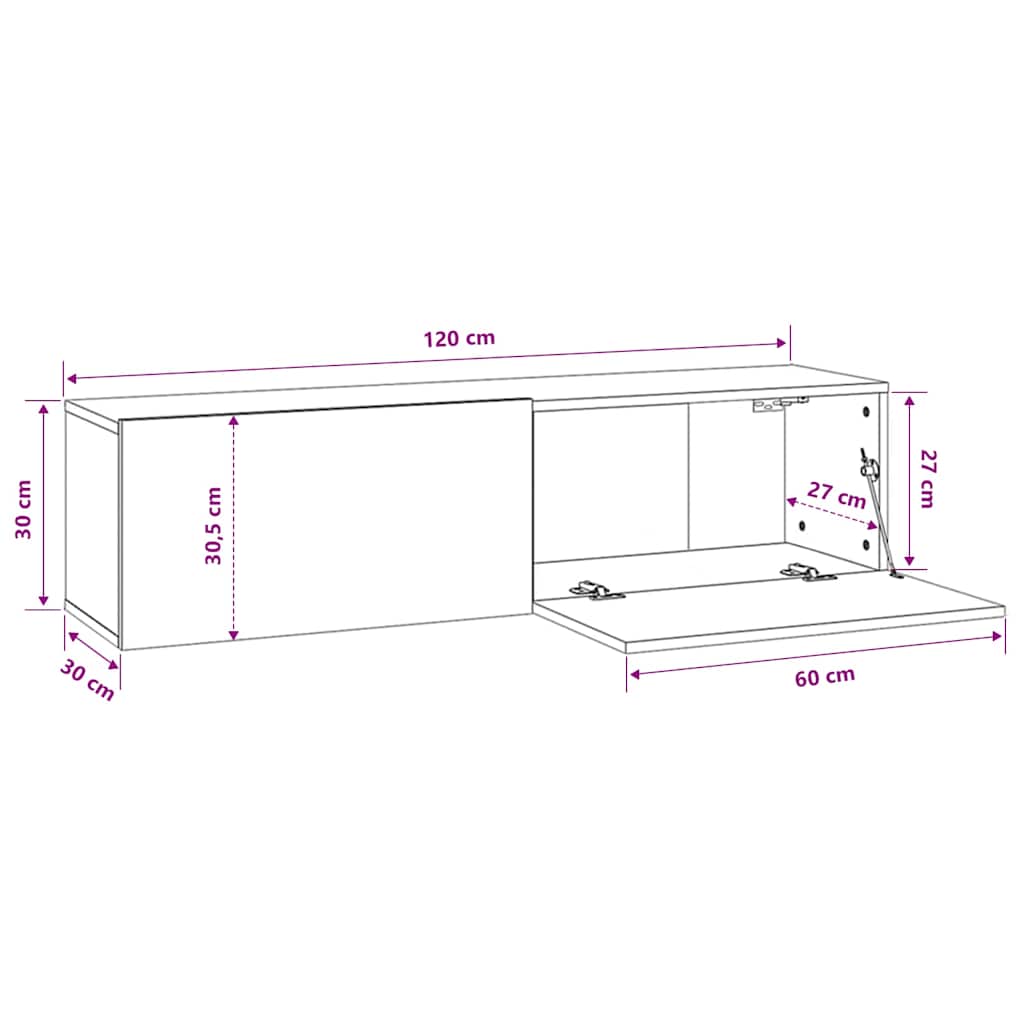 801493 vidaXL TV Cabinet Sonoma Oak 120x30x30 cm Engineered Wood