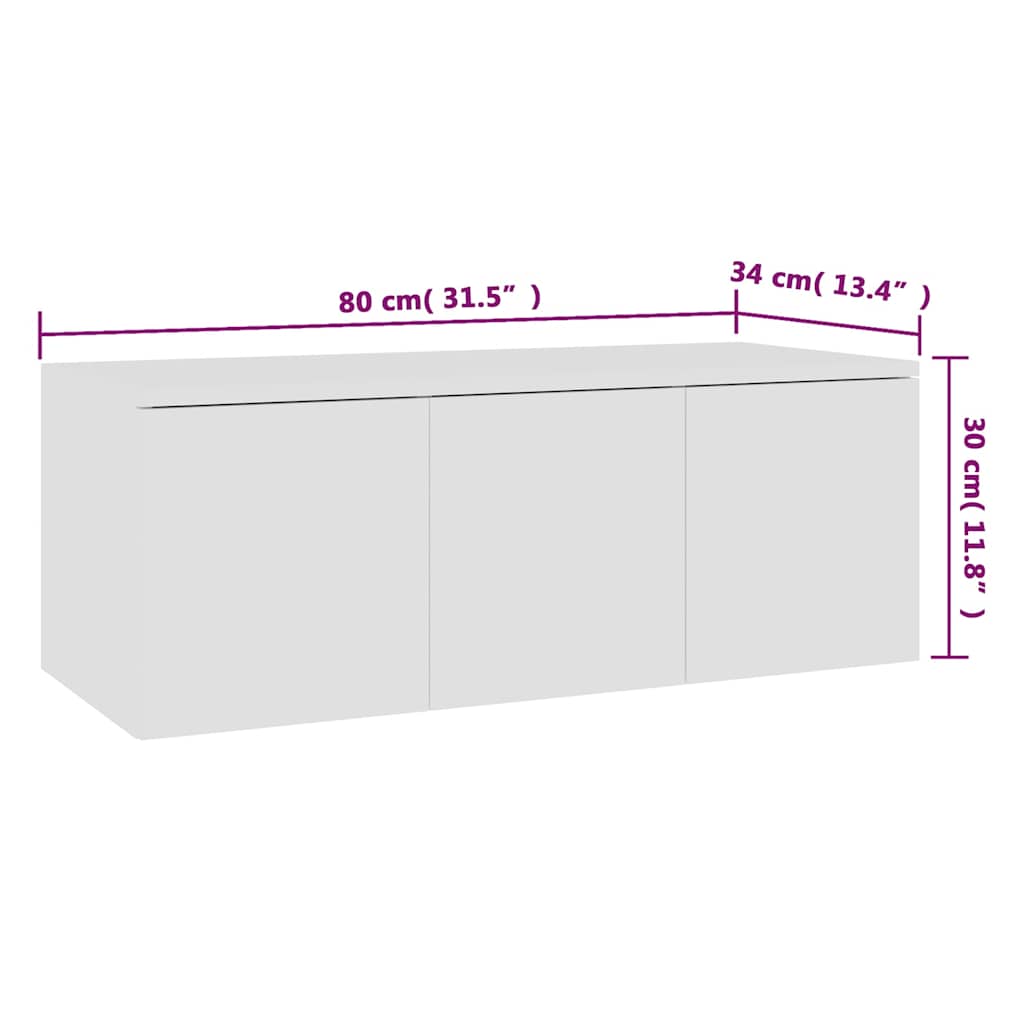 801859 vidaXL TV Cabinet White 80x34x30 cm Engineered Wood