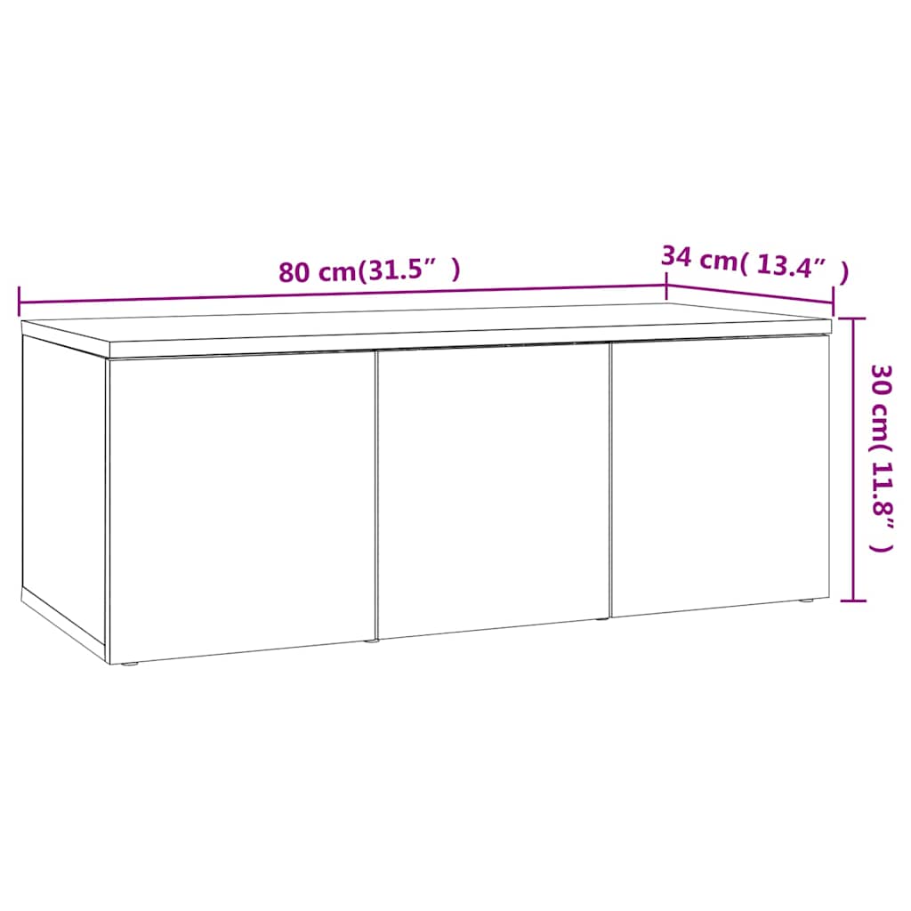 801862 vidaXL TV Cabinet Sonoma Oak 80x34x30 cm Engineered Wood