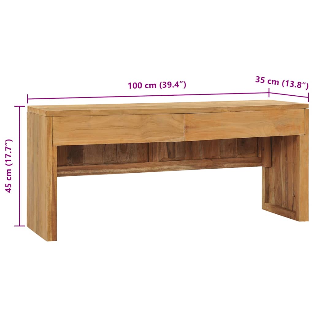 288843 vidaXL TV Cabinet 100x35x45 cm Solid Teak Wood