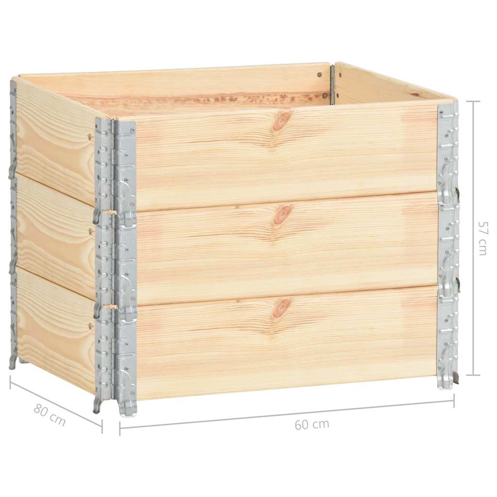 310049 vidaXL Pallet Collars 3 pcs 60x80 cm Solid Pine Wood