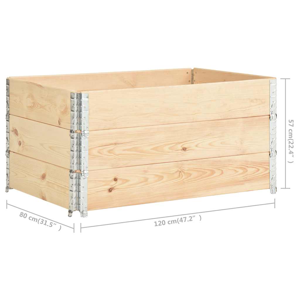 310051 vidaXL Pallet Collars 3 pcs 80x120 cm Solid Pine Wood