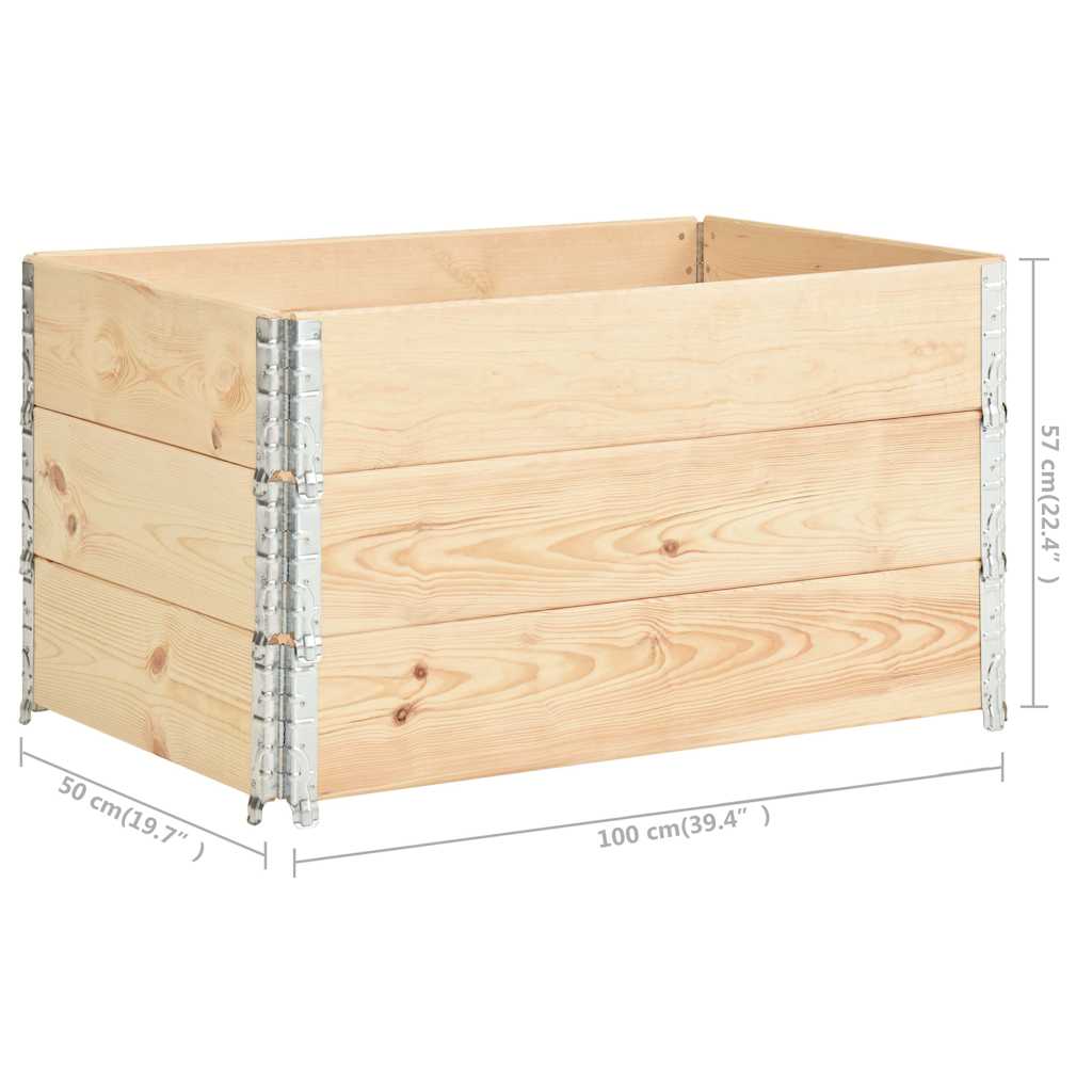 310053 vidaXL Pallet Collars 3 pcs 50x100 cm Solid Pine Wood