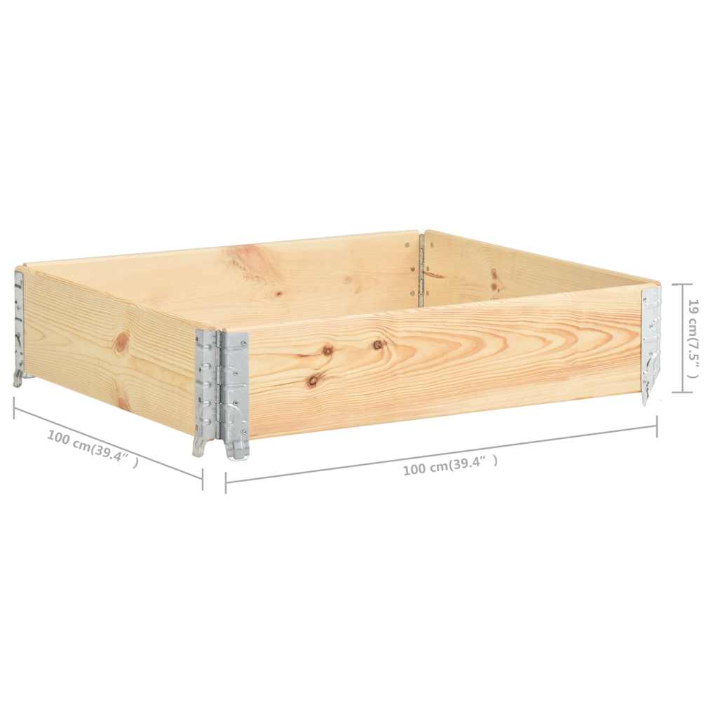310056 vidaXL Pallet Collar 100x100 cm Solid Pine Wood
