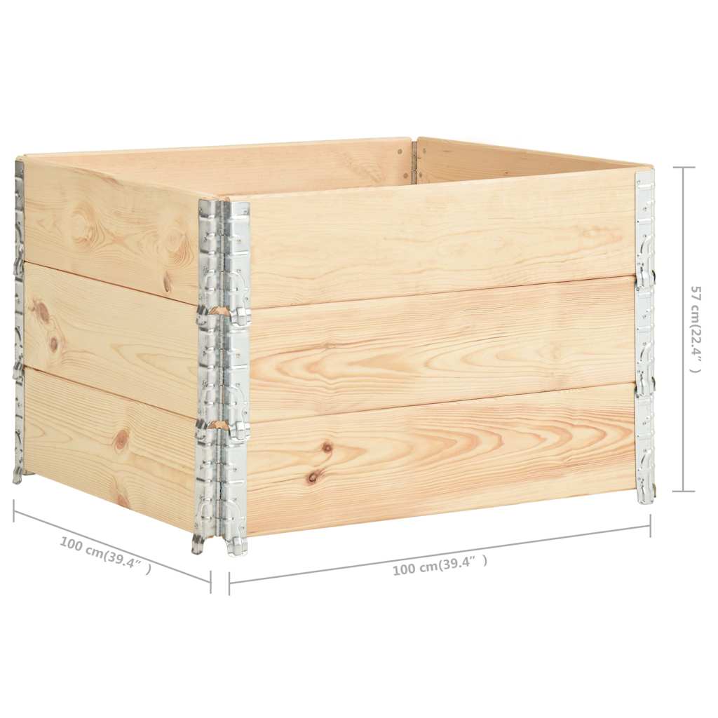 310057 vidaXL Pallet Collars 3 pcs 100x100 cm Solid Pine Wood