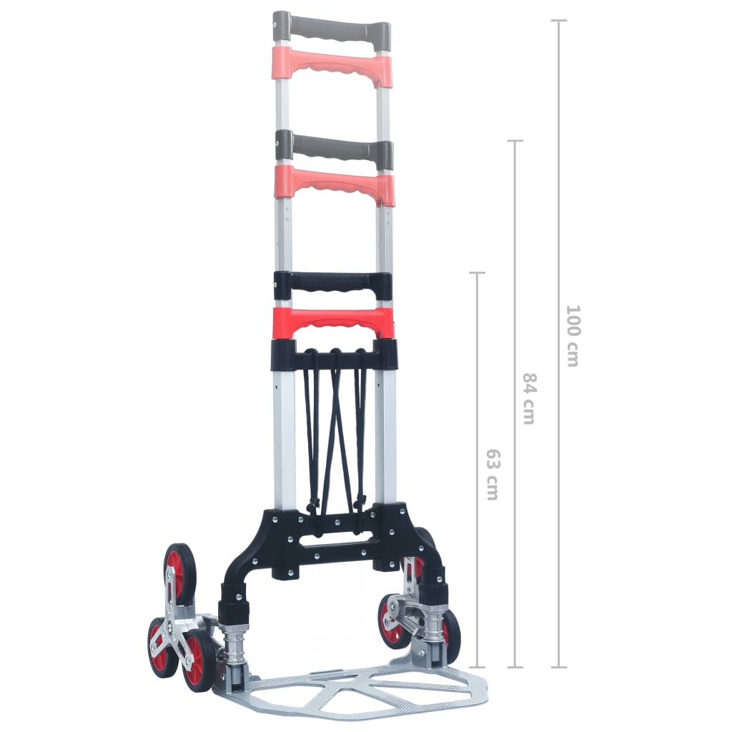 146445 vidaXL Foldable Stair Transport Trolley 70 kg Aluminium Silver