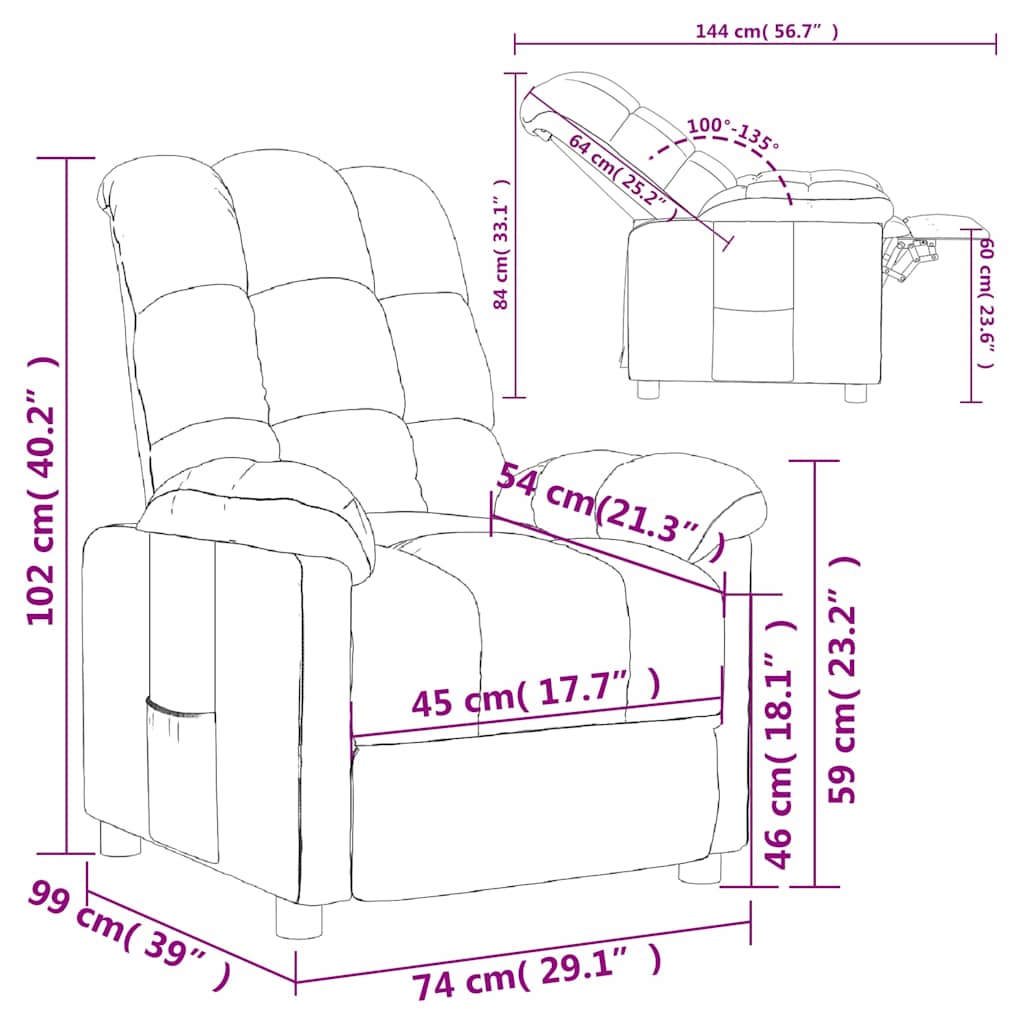 Recliner Chair Wine Red Fabric
