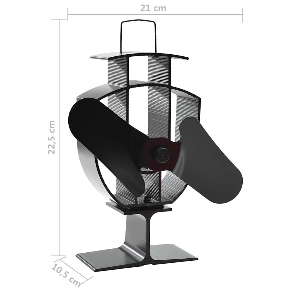 51235 vidaXL Heat Powered Stove Fan 2 Blades Black