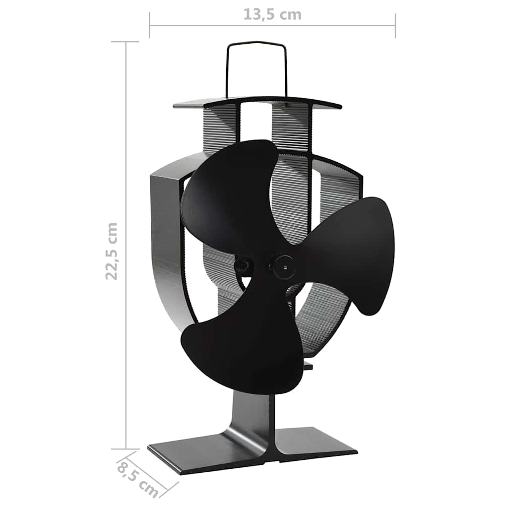 51236 vidaXL Heat Powered Stove Fan 3 Blades Black