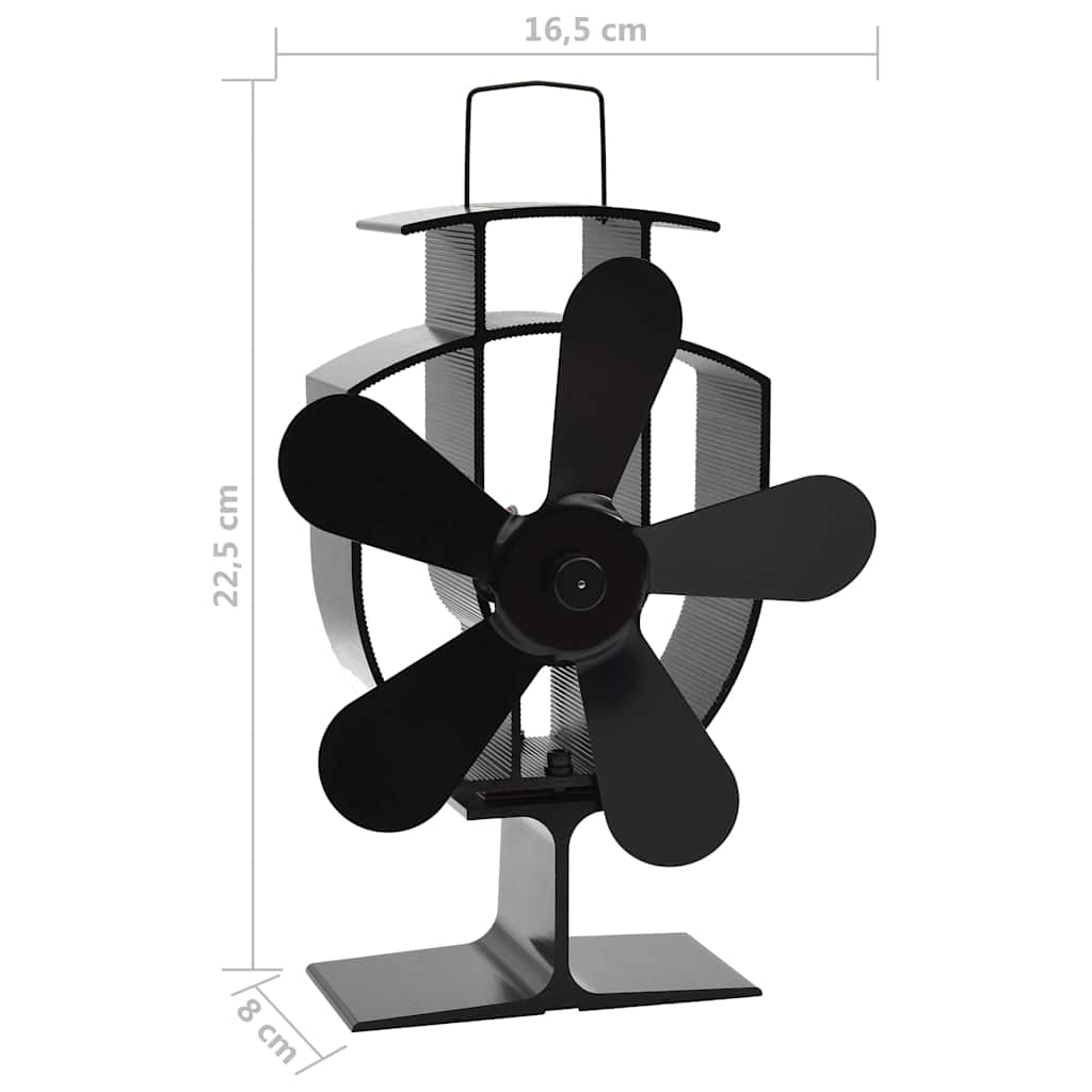 51238 vidaXL Heat Powered Stove Fan 5 Blades Black