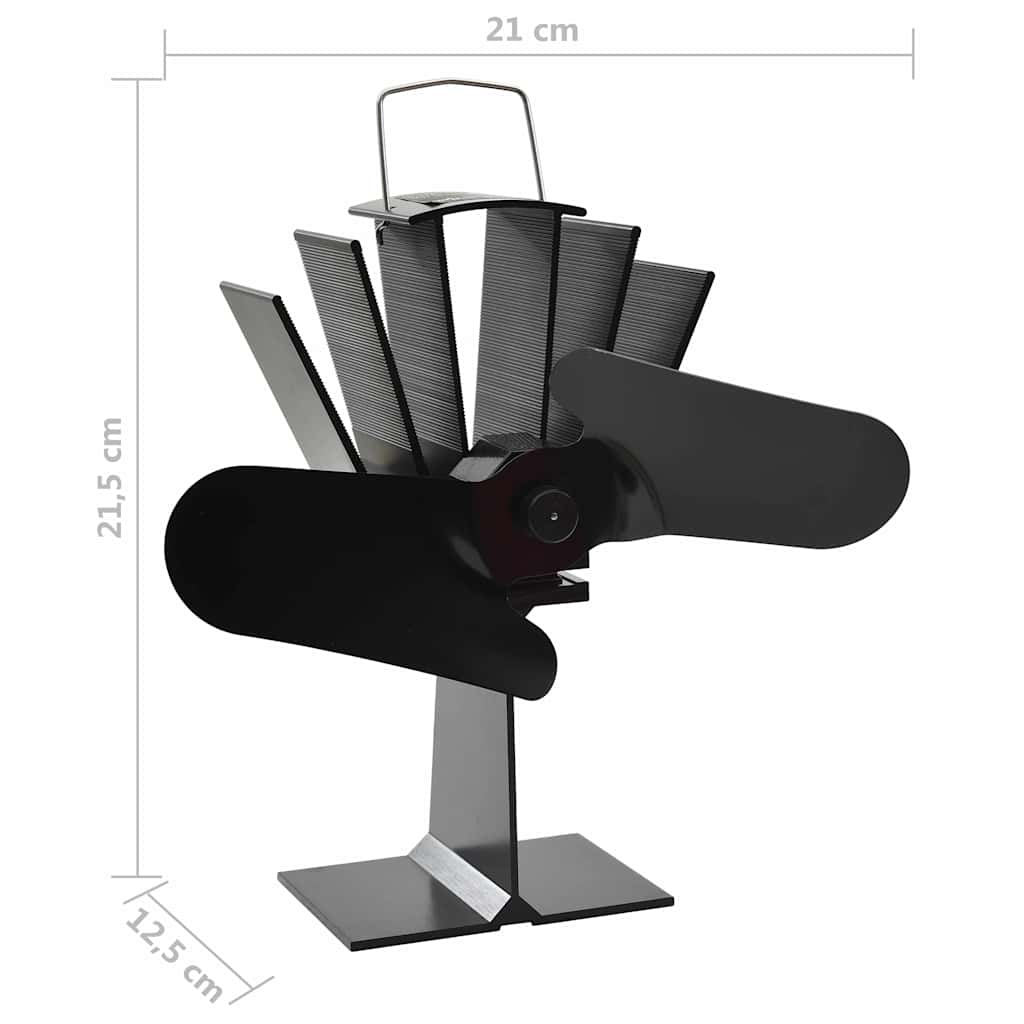 51239 vidaXL Heat Powered Stove Fan 2 Blades Black