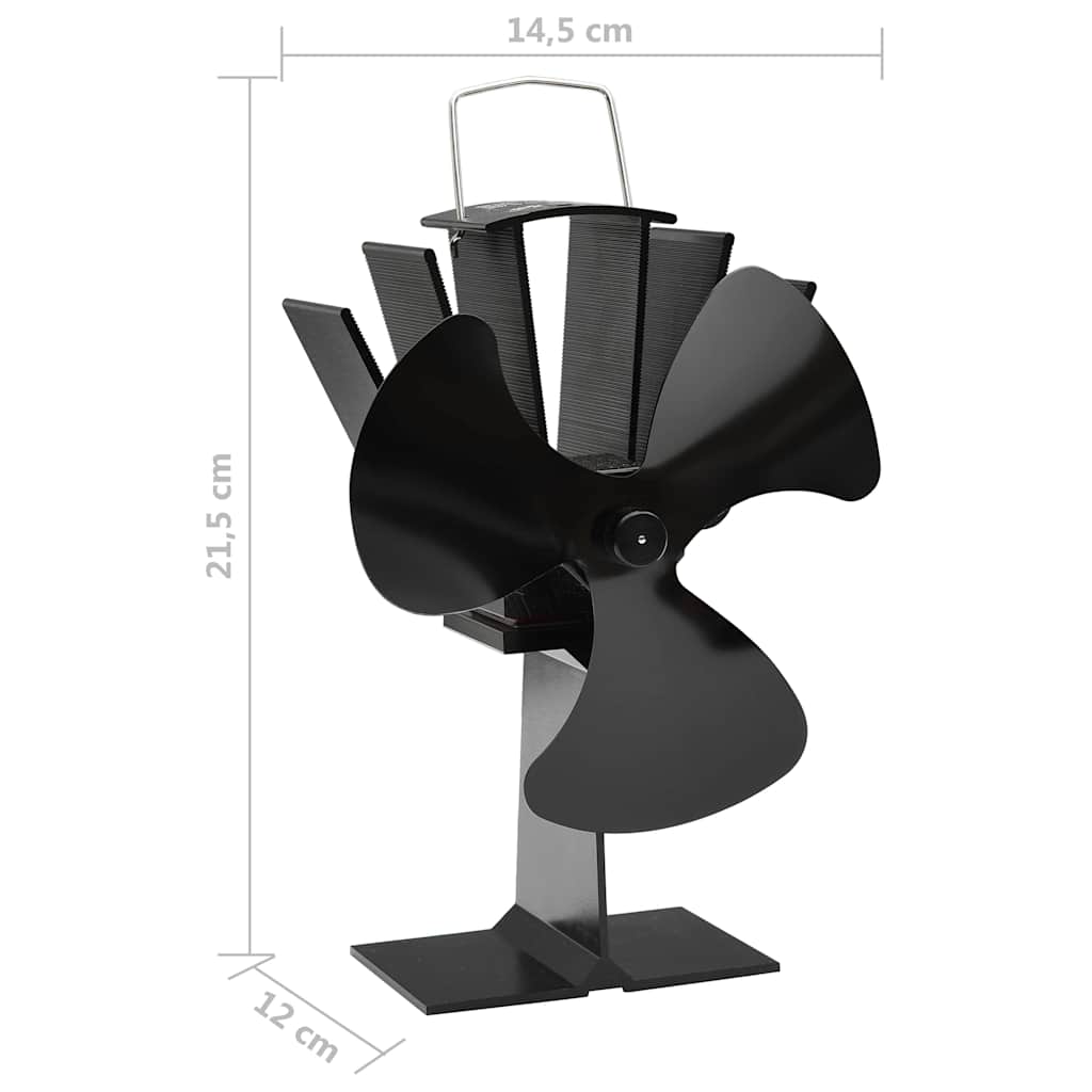 51240 vidaXL Heat Powered Stove Fan 3 Blades Black