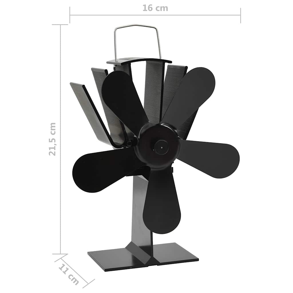 51242 vidaXL Heat Powered Stove Fan 5 Blades Black