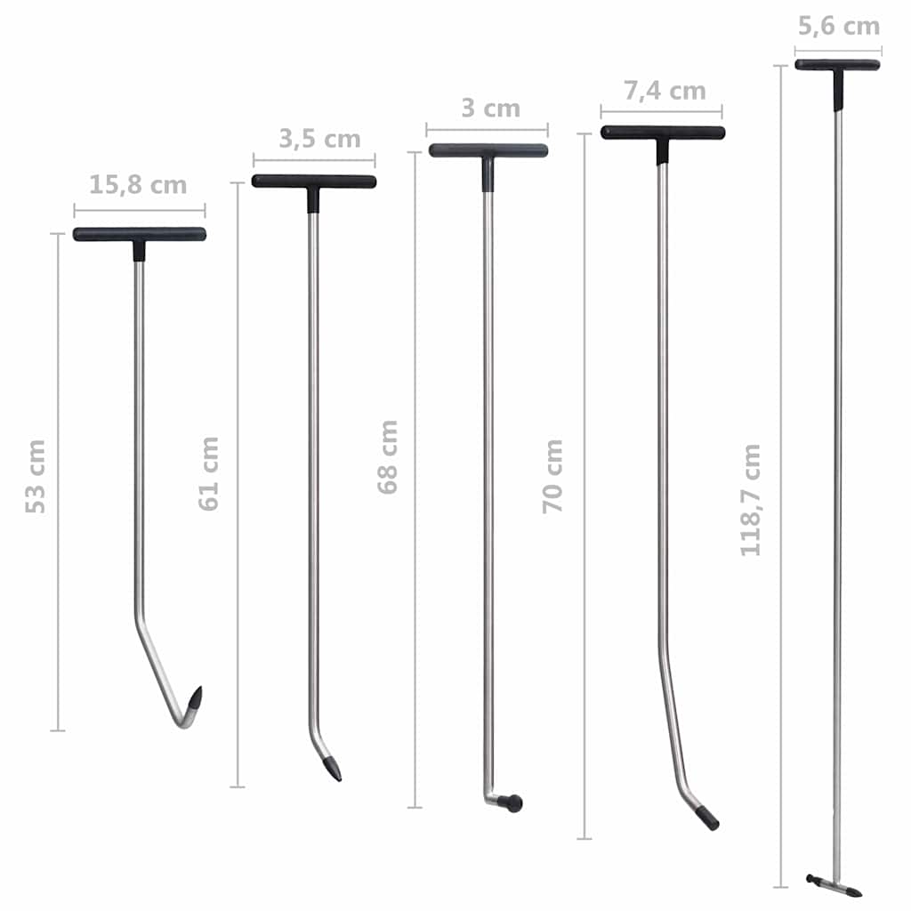 210592 vidaXL 5 Piece Paintless Dent Repair Set Stainless Steel