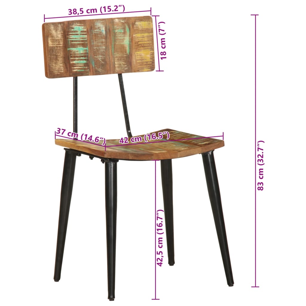 287901 vidaXL Dining Chairs 2 pcs Solid Reclaimed Wood