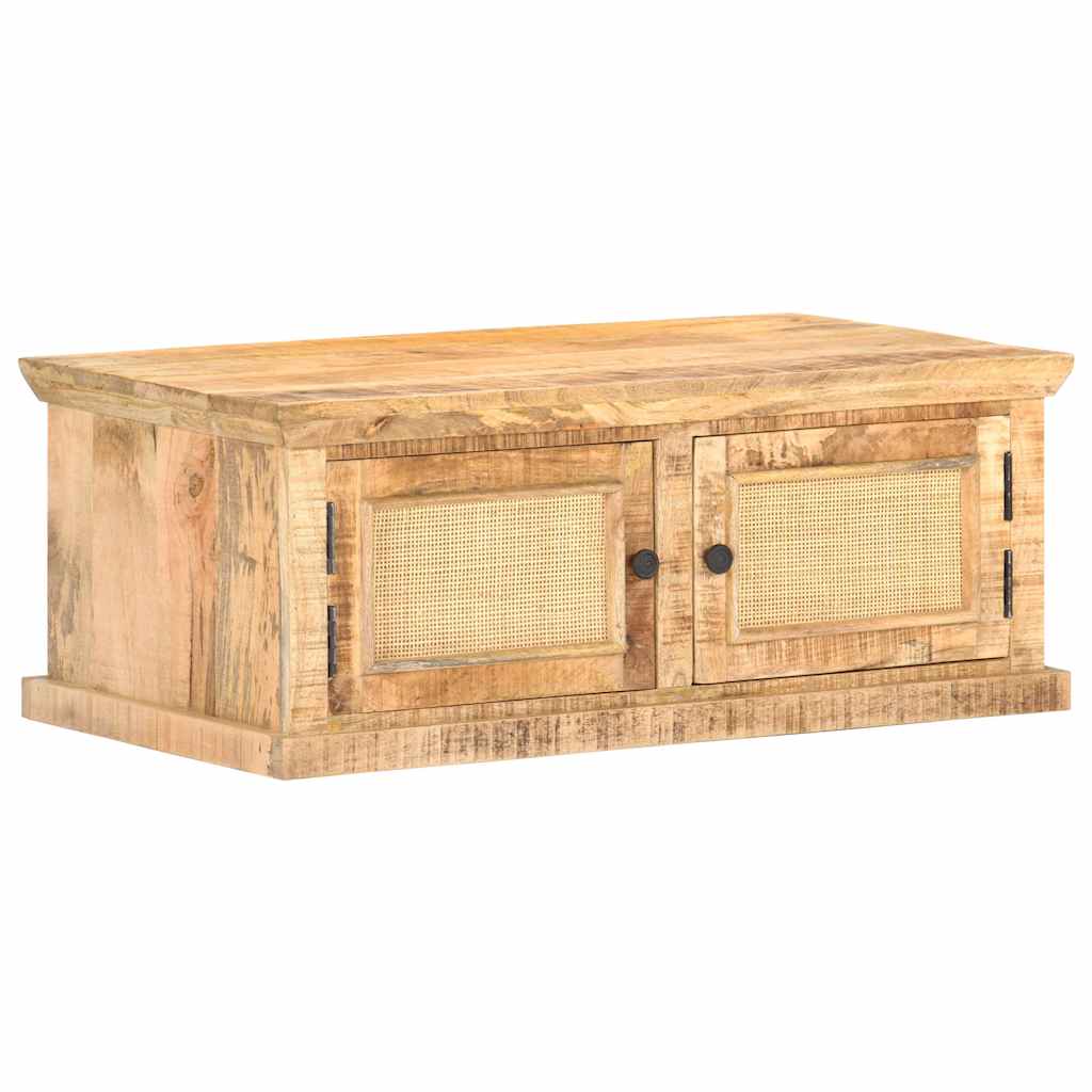 289089 vidaXL Coffee Table 90x50x35 cm Solid Mango Wood and Natural Cane