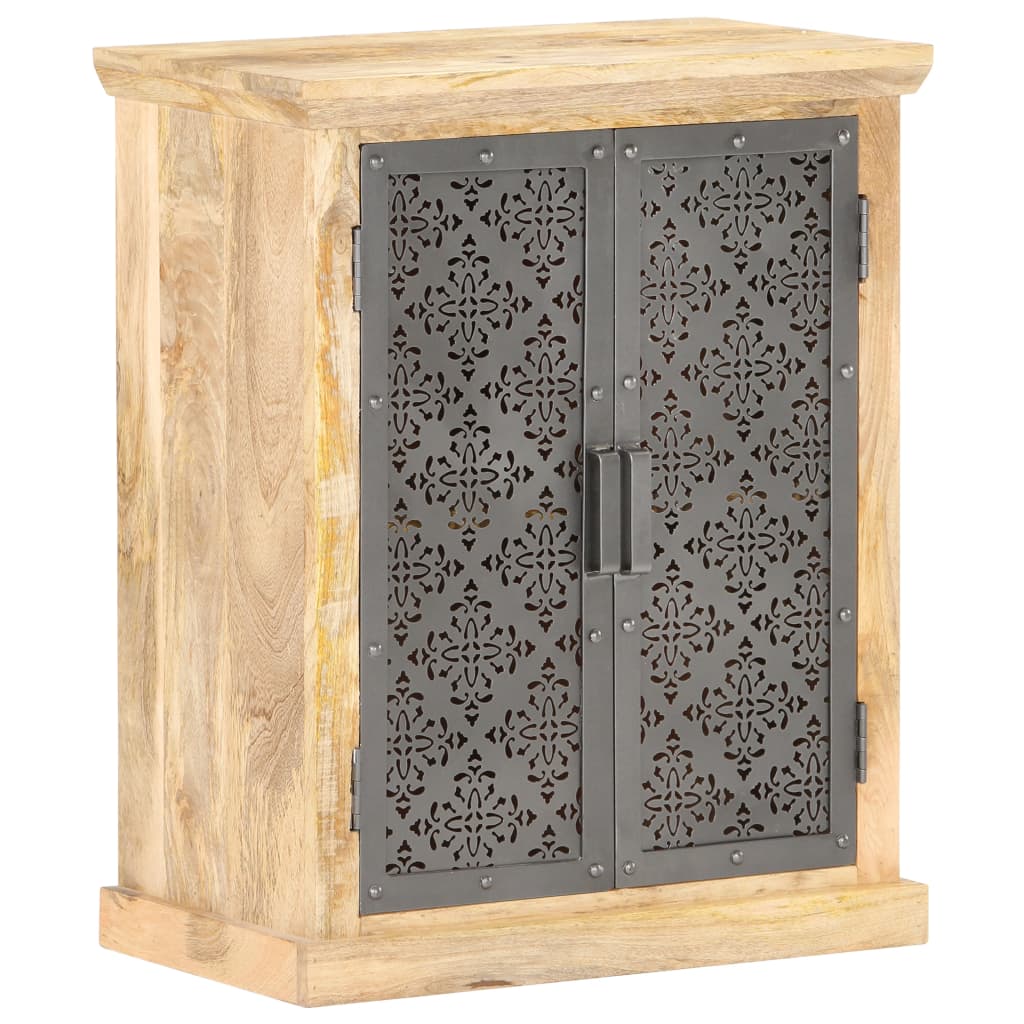 289094 vidaXL Sideboard with Steel Doors 60x35x75 cm Solid Mango Wood