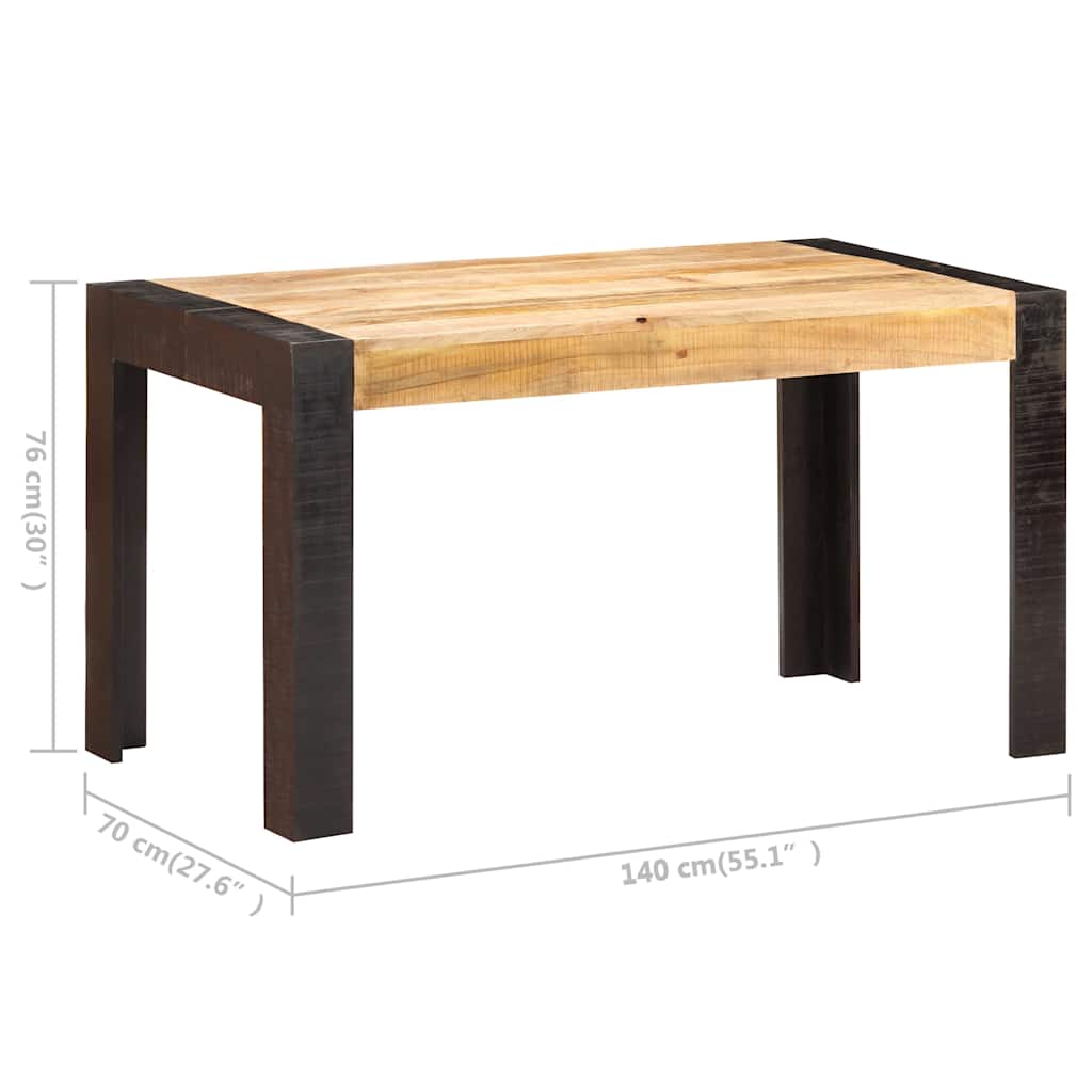 289654 vidaXL Dining Table 140x70x76 cm Solid Rough Mango Wood