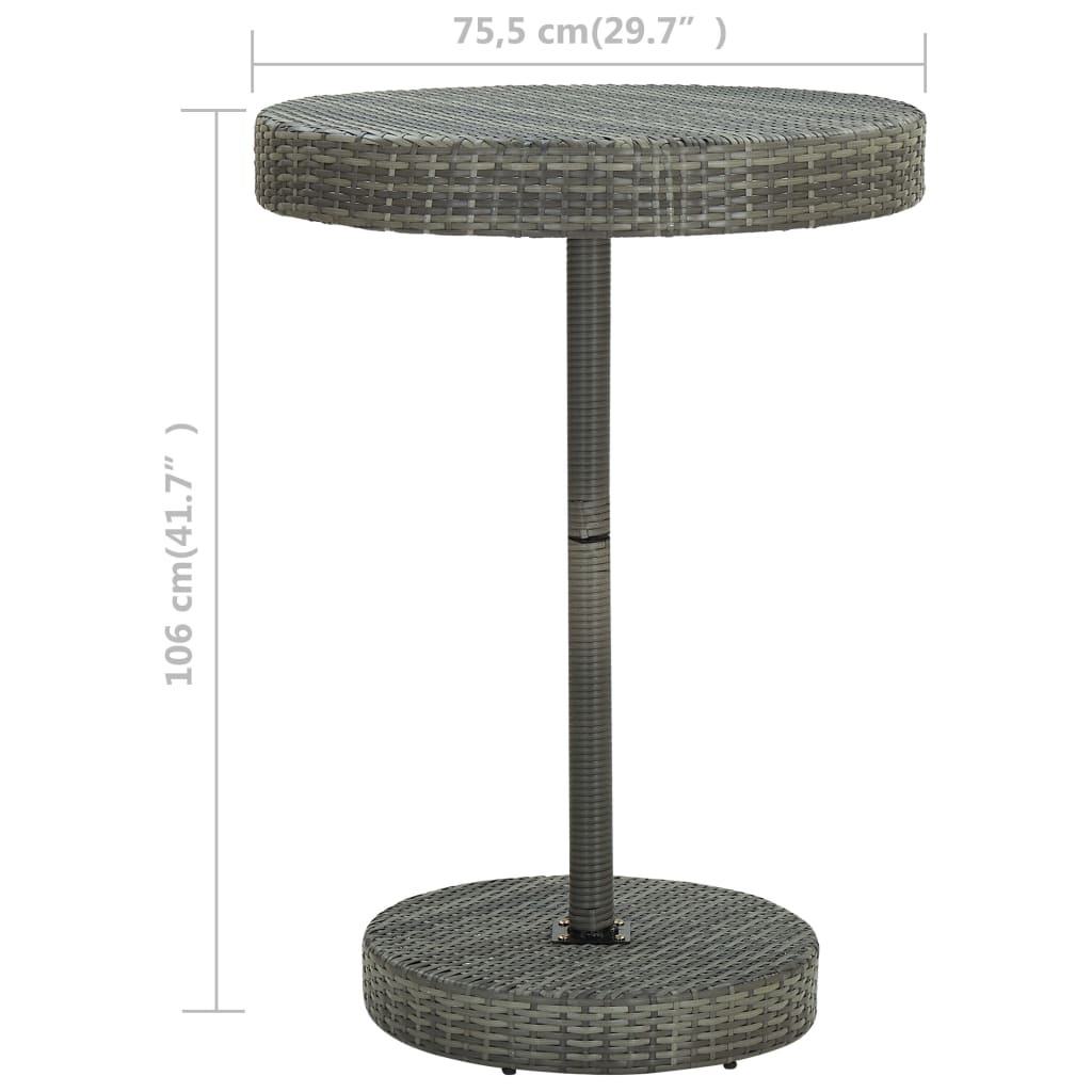 45860 vidaXL Garden Table Grey 75,5x106 cm Poly Rattan