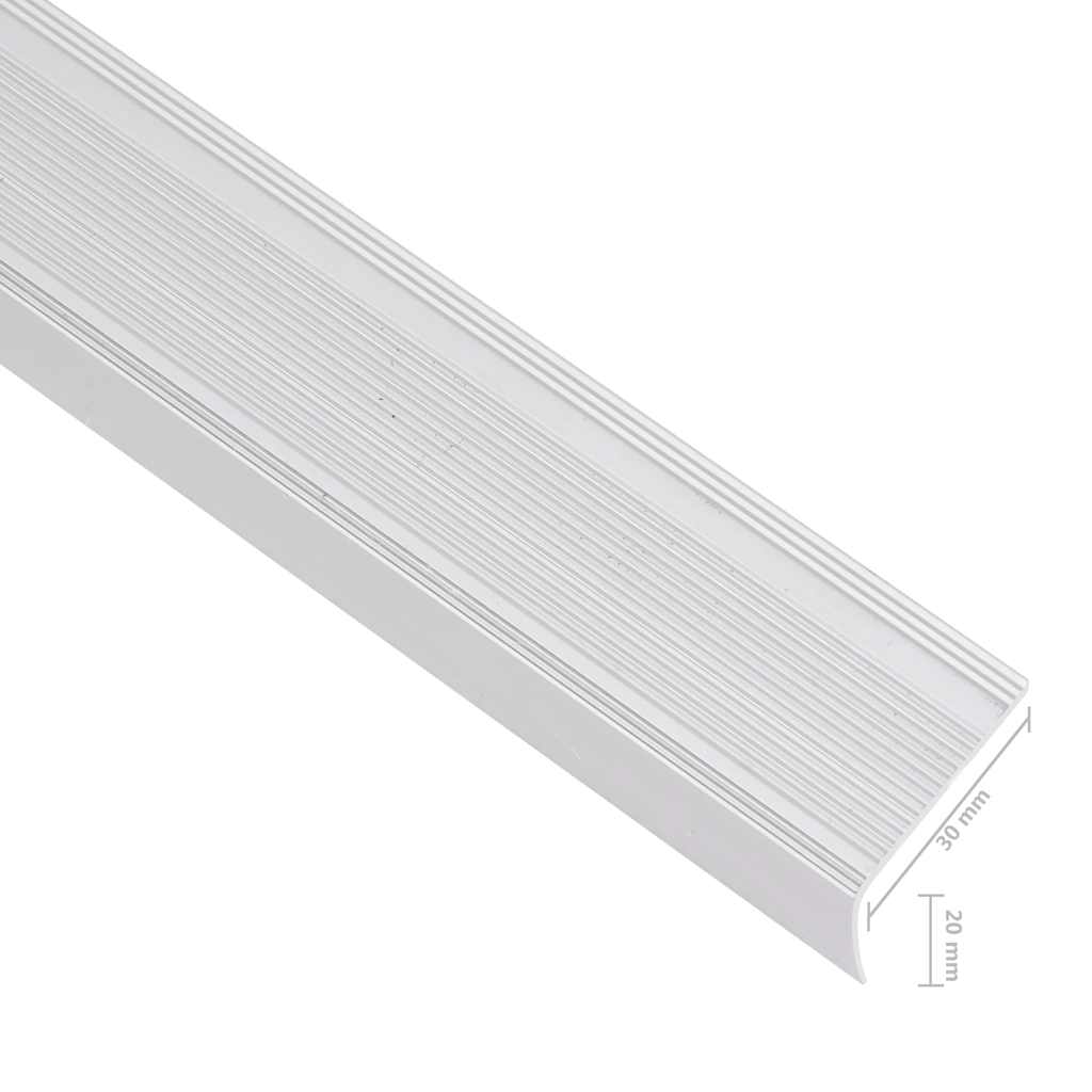 Stair Nosings in L-shape 15 pcs Aluminium 90 cm Silver