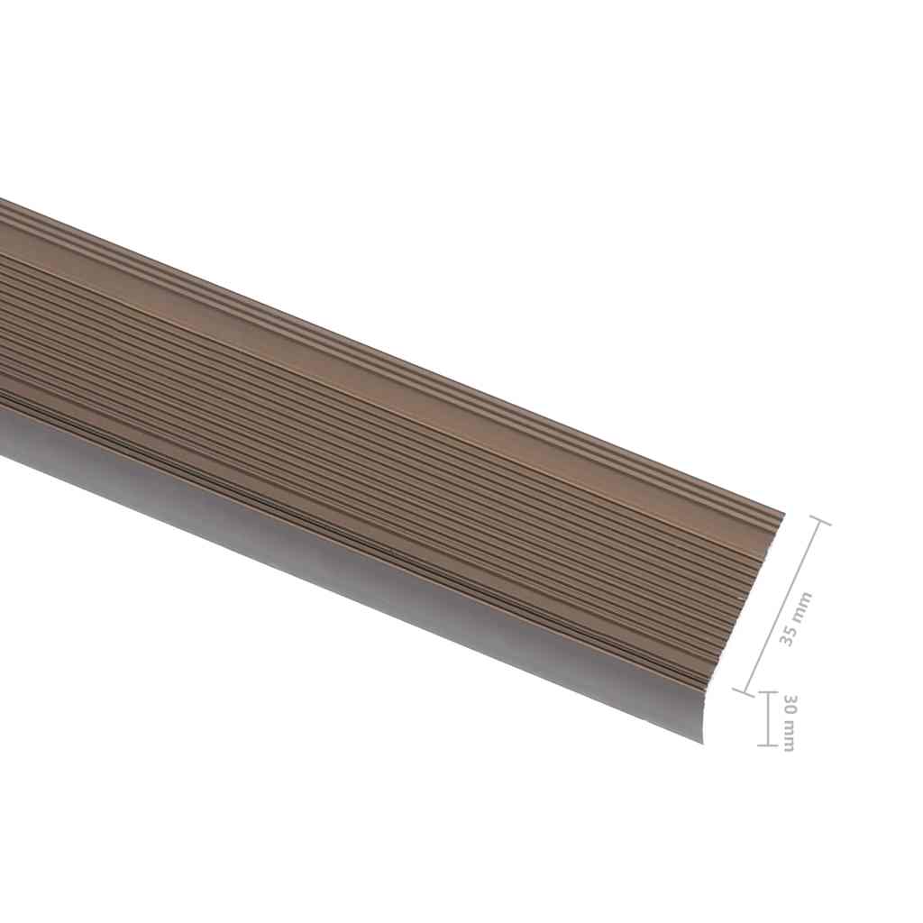 Stair Nosings in L-shape 5 pcs Aluminium 100 cm Brown