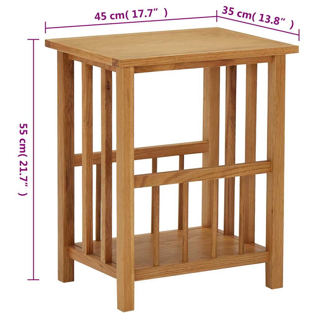 289183 vidaXL Magazine Table 45x35x55 cm Solid Oak Wood