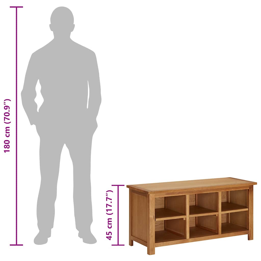 289189 vidaXL Shoe Rack 90x37x45 cm Solid Oak Wood