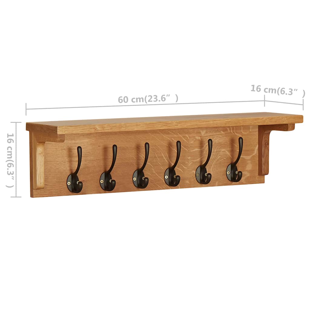 289191 vidaXL Coat Rack 60x16x16 cm Solid Oak Wood