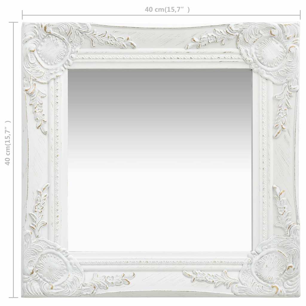 320304 vidaXL Wall Mirror Baroque Style 40x40 cm White